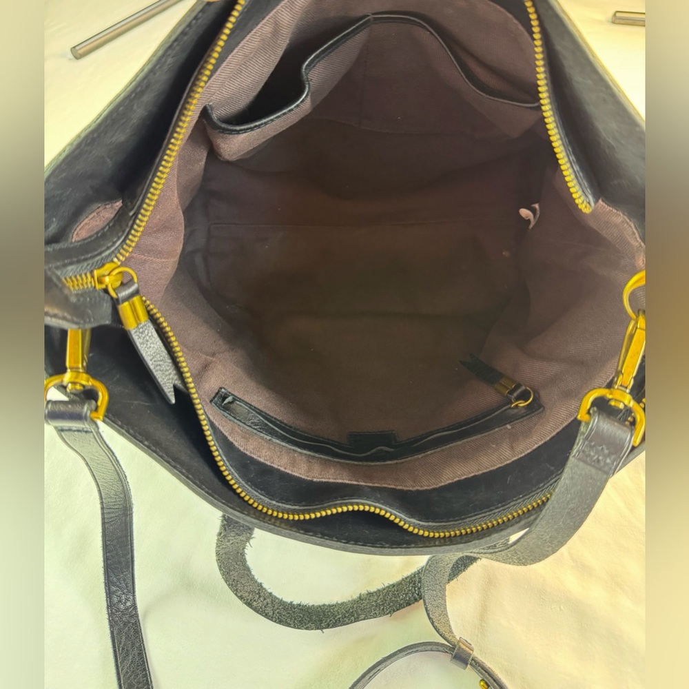Madewell Zip Top Black Leather Transport Bag - Picture 8 of 12